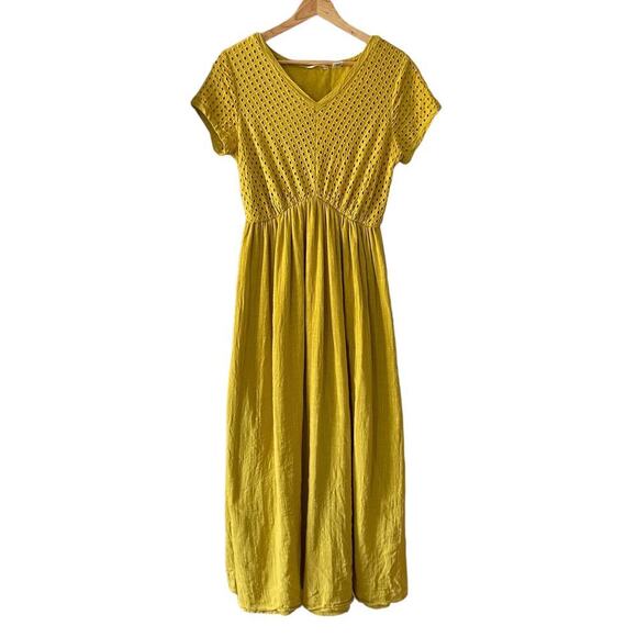 Kaktus Boho Eyelet Oversized V-neck Maxi Dress Size S - Picture 4 of 7